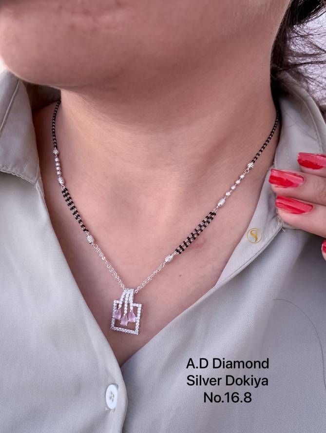 AD Diamond Fancy Rose Gold And Silver Dokiya Mangalsutra 7 Wholesale shop In Surat
